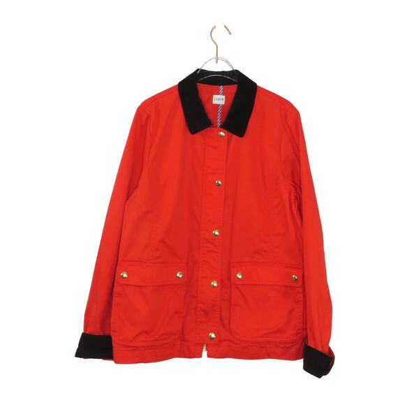 J. Crew Red Jacket with Black Collar Lightweight Twee Jacket Medium - Picture 4 of 8
